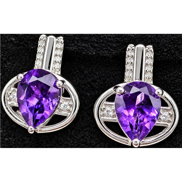 SILVER(3.13G),  AMETHYST (1.4CT) EARRING SUGGESTED RETAIL VALUE $200