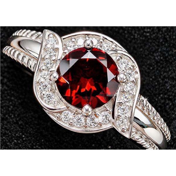 SILVER(3.2G),  GARNET (1CT) RING SUGGESTED RETAIL VALUE $200