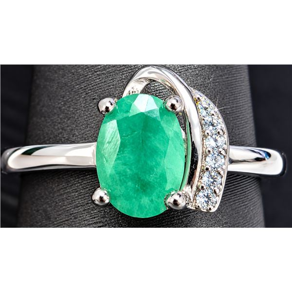 SILVER(2.49G),  EMERALD  (1CT) RING