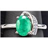 Image 1 : SILVER(2.49G),  EMERALD  (1CT) RING