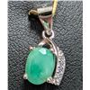 Image 1 : SILVER(1.02G),  EMERALD (1CT) PENDANT