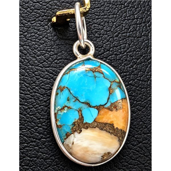 SILVER OYSTER TURQUOISE PENDANT