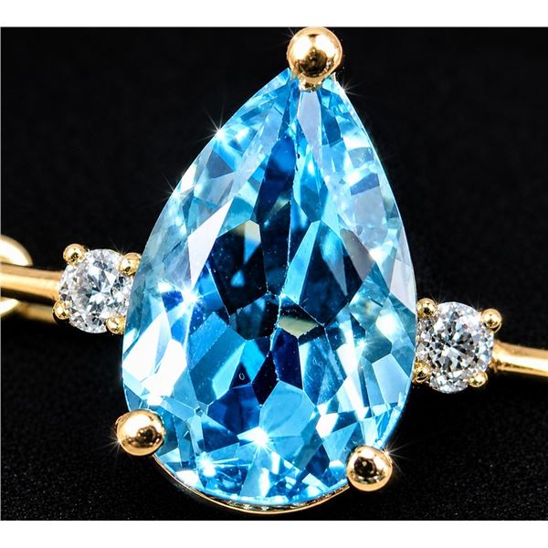 10K(1G), BLUE TOPAZ (1CT), DIAMOND (0.02CT)RING, SIZE 6.5, SUGGESTED RETAIL VALUE $2200