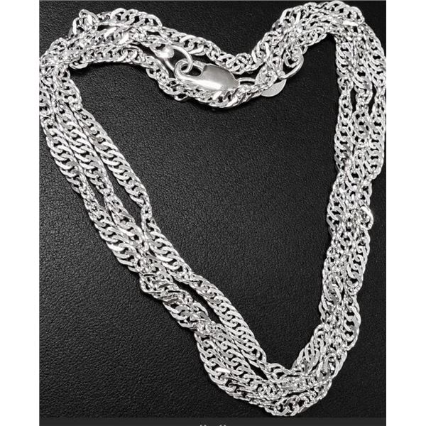 SILVER(8.5G),  SINGAORE CHAIN 20", SUGGESTED RETAIL VALUE $250