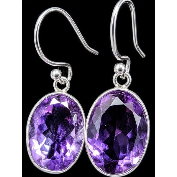 SILVER(3.3G),  AMETHYST (12CT) EARRING, SUGGESTED RETAIL VALUE $240