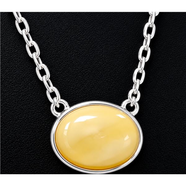 SILVER BALTIC AMBER NECKLACE 16"