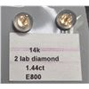 Image 3 : 14K(0.4G), LAB DIAMOND (1.44CT)EARRING, SUGGESTED RETAIL VALUE $1600