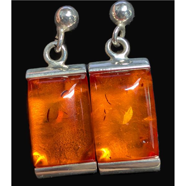SILVER(5.33G),  AMBER EARRING, SUGGESTED RETAIL VALUE $260