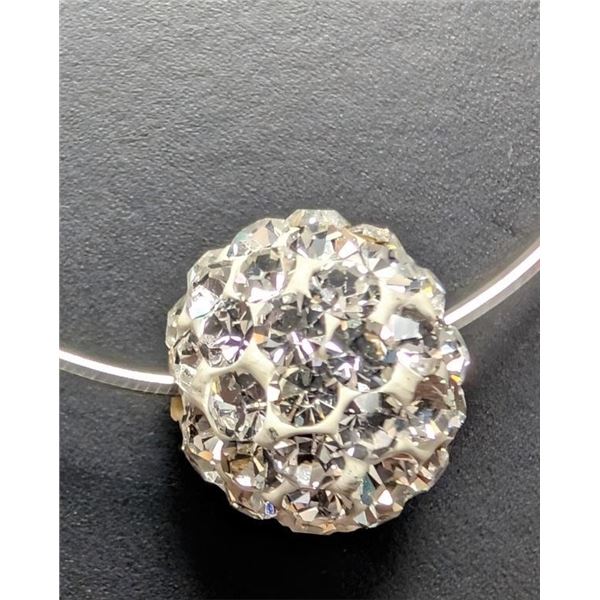 SILVER(2.8G),  CRYSTAL BALL NECKLACE 17"  SUGGESTED RETAIL VALUE $200