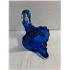 Image 2 : Vintage Hand-Blown Cobalt Blue/Clear Glass Cornucopia