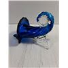 Image 5 : Vintage Hand-Blown Cobalt Blue/Clear Glass Cornucopia