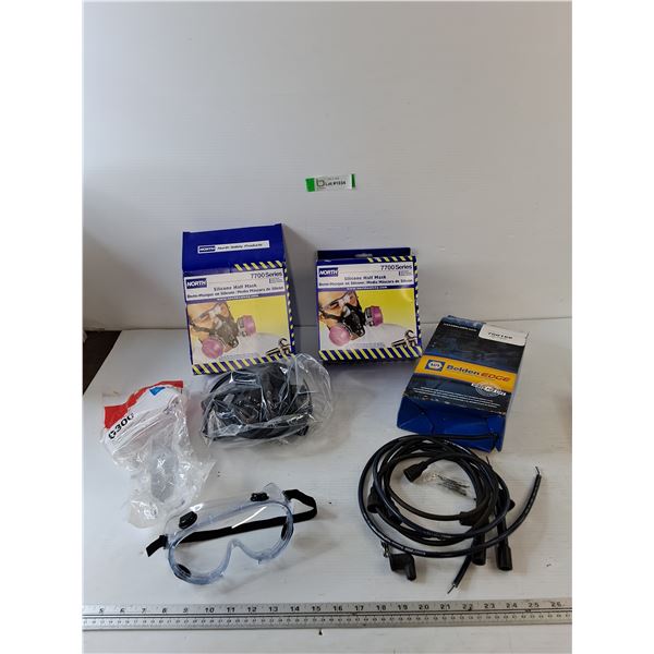 Premium Spark Plug Wire, Splash/Impact Goggles, (2) Honeywell Medium Half-Masks