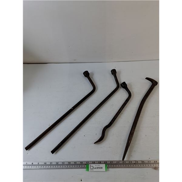 (3) Tire Irons, (1) Rolling Head Pry Bar, Pickup Preferred