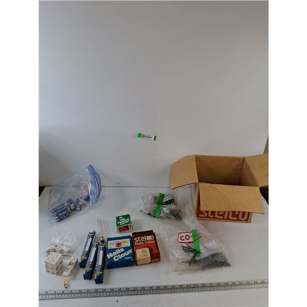 Assorted Screws, Finishing Nails, (3) Lightbulbs, (9) LED Lightbulbs, Misc All As-Is