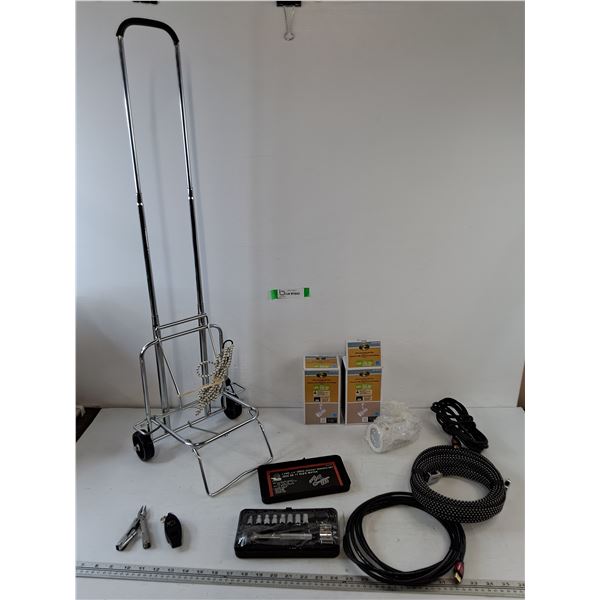 Luggage Metal Travel Case, (2) Track Head Lights, (3) HDMI Cables,Socket Wrench Set, Compass Whistle