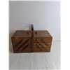 Image 3 : Vintage Wooden Sewing Kit Basket - 17x9x11" Closed, Pickup Preferred