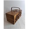 Image 4 : Vintage Wooden Sewing Kit Basket - 17x9x11" Closed, Pickup Preferred