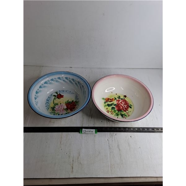 (2) Enameled Basins- 13.5  Diameter Each