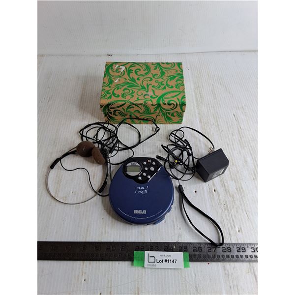 RCA Portable CD Player, Headphones, AC Adapter - All Untested, Gift Box