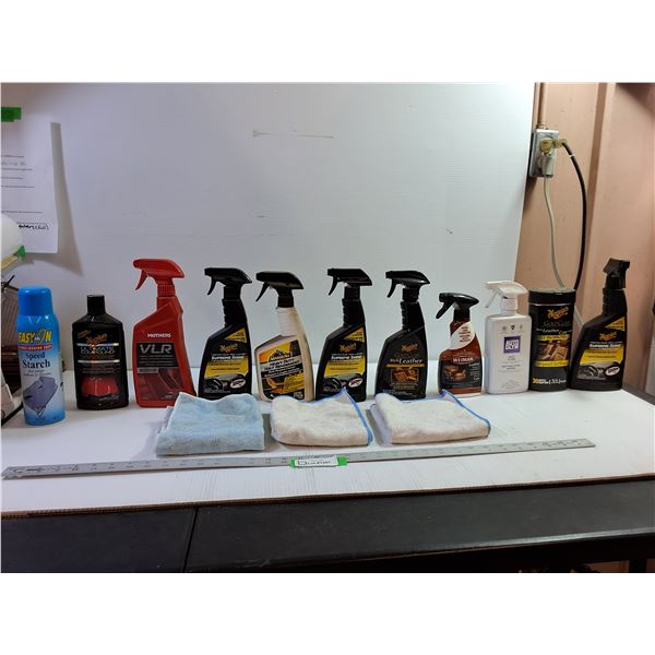11- PC Car Detailing Sprays (Mostly Full), (3) Microfiber Cloths, Pickup Only