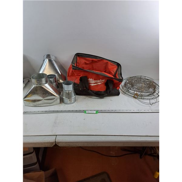 Milwaukee Tool Bag - Wire Wreath Frames - (4) HVAC Parts - As Is