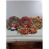 Image 1 : Christmas Decorations - (3) Wreaths & (1) Candy Cane