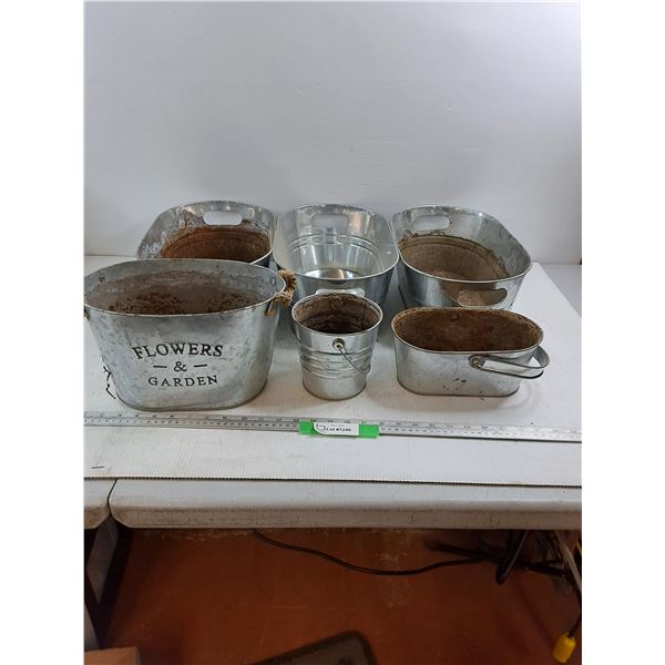 (6) Metal Buckets of Various Size - As Is