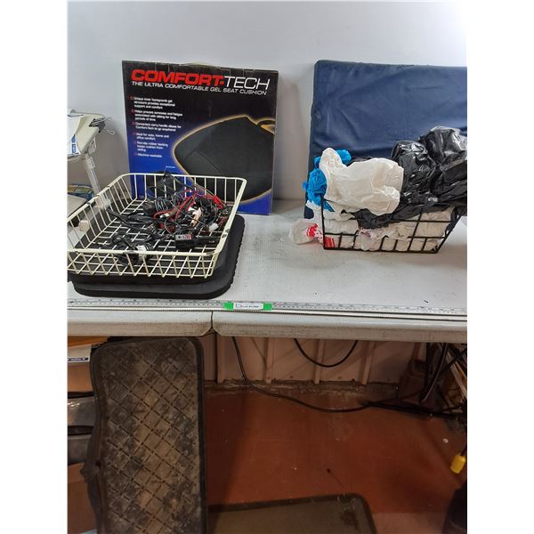 Gel Seat Cushion - (3) Foam Mats - Various Electric Cords - Assorted Plastic Bags - As Is