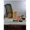 Image 1 : 120V Air Compressor (Powers On) - Hand Broom - Shoe Tray - Waste Basket - As Is