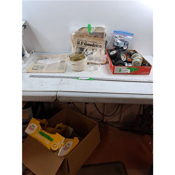 Collection of Vintage Newspapers - Assorted Bowls - Assorted Toy Car Tires - As Is