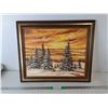 Image 1 : Framed Nettie Harder Winter Painting 24.25" x 20.5"