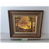 Image 1 : Framed Nettie Harder Deer Painting 14.5" x 12.5"