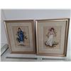 Image 1 : Framed Cross Stitched Victorian Style Woman & Man 19.25" x 15.5"