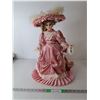 Image 1 : Victorian Style Porcelain Doll with Stand 19" Tall