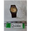 Image 1 : Tooled Leather Bangle Style Quartz Watch, Consigner Says Working