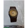 Image 2 : Tooled Leather Bangle Style Quartz Watch, Consigner Says Working