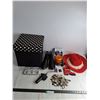 Image 1 : Random Assortment - Storage Box, Shoe Stretchers, Souvenier Spoons, Pen/Flashlight Set, Misc.
