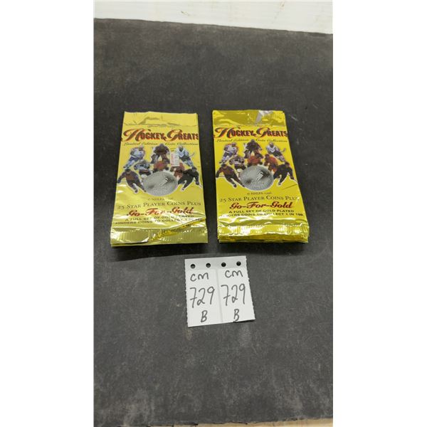 10 Packs Hockey Greats Limited Edition Coin Packs (Packs Resealed with Staples)