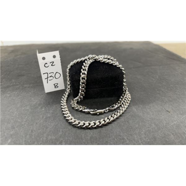 NEW Platinum Plated 8.0mm Cuban Link Necklace - 22” Long