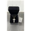 Image 1 : New 18K Gold Plated 42.0mm Simulated Diamond (CZ) Heart Cross Necklace, 18” Long