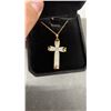 Image 2 : New 18K Gold Plated 42.0mm Simulated Diamond (CZ) Heart Cross Necklace, 18” Long