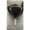 Image 3 : New 18K Gold Plated 42.0mm Simulated Diamond (CZ) Heart Cross Necklace, 18” Long