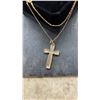 Image 4 : New 18K Gold Plated 42.0mm Simulated Diamond (CZ) Heart Cross Necklace, 18” Long