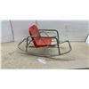 Image 1 : Vintage Hedstrom Child's Metal Spring Rocking Chair, Red Pressed Seat, Tubular Steel Frame, 1950s