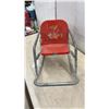 Image 2 : Vintage Hedstrom Child's Metal Spring Rocking Chair, Red Pressed Seat, Tubular Steel Frame, 1950s