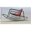 Image 4 : Vintage Hedstrom Child's Metal Spring Rocking Chair, Red Pressed Seat, Tubular Steel Frame, 1950s