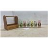 Image 1 : Budweiser Wooden Six-Pack Carrier with 6 Frosted Can-Can Girl Drinking Glasses, Circa 1950s-60s