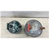 Image 2 : Two Vintage Galvanized Metal Fuel Cans with Wire Bail Handles and Wooden Grips