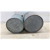 Image 3 : Two Vintage Galvanized Metal Fuel Cans with Wire Bail Handles and Wooden Grips