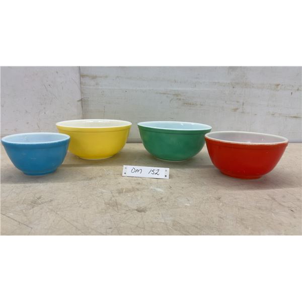 Vintage Pyrex Primary Colors Mixing Bowl Set, 4 Pieces